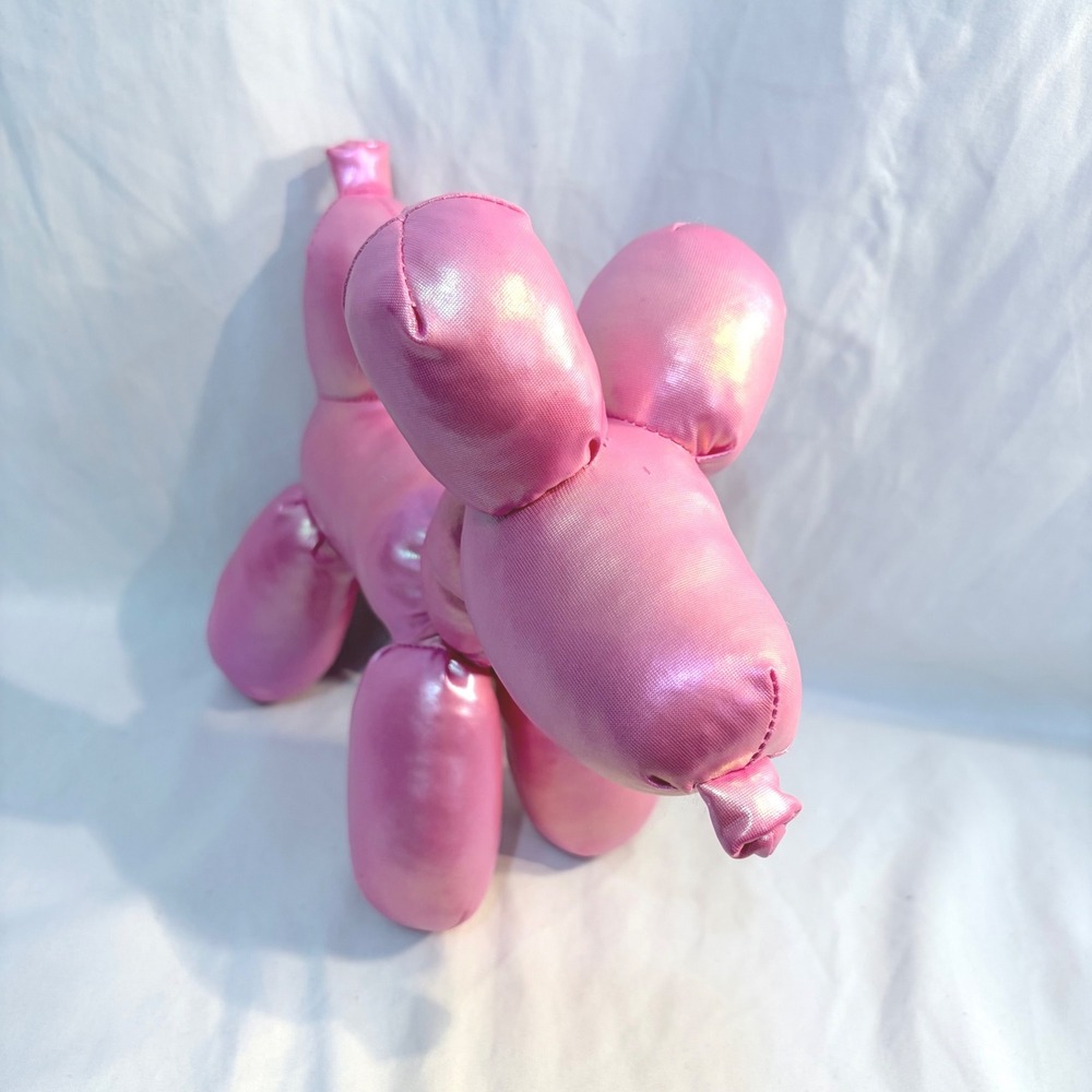Metallic Pink Balloon Dog Plush Iridescent Stuffed Animal Modern Decor Small